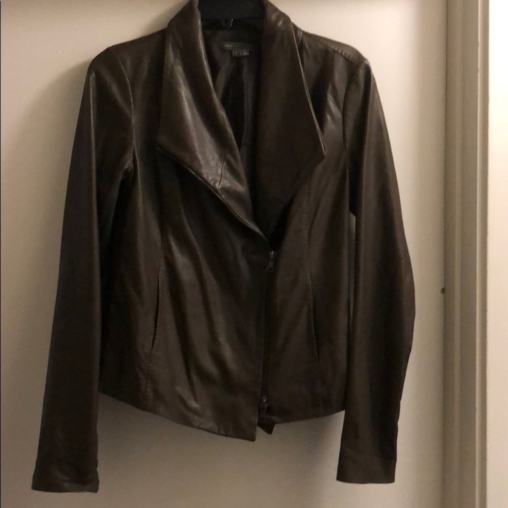 Vince Scuba leather jacket brown